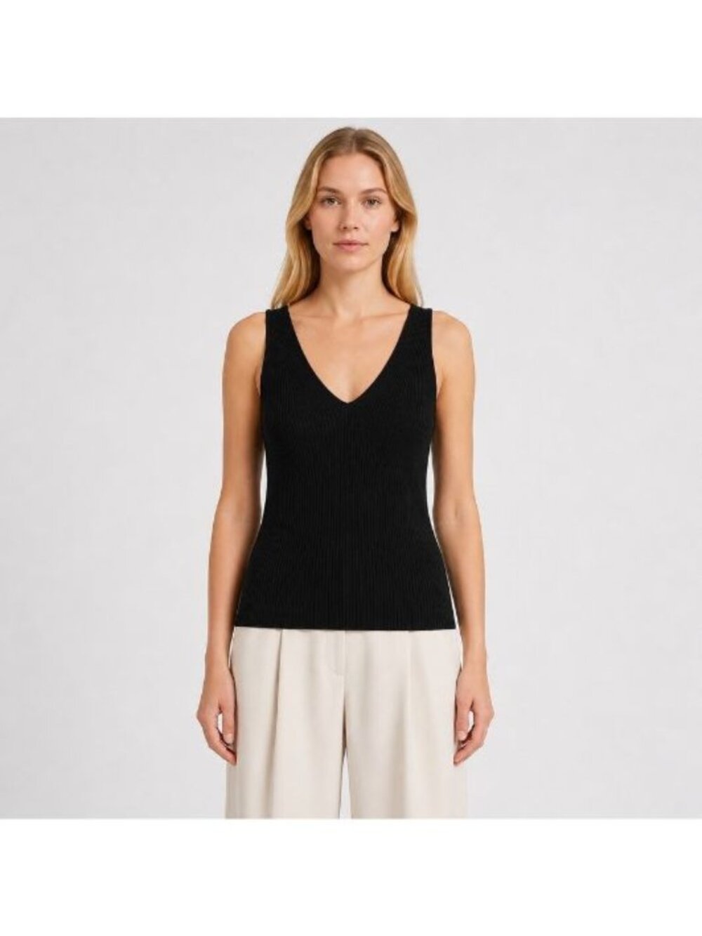 Malene Birger Rory Tank Top Women Xs Black Ribbed Knit Quiet Luxury